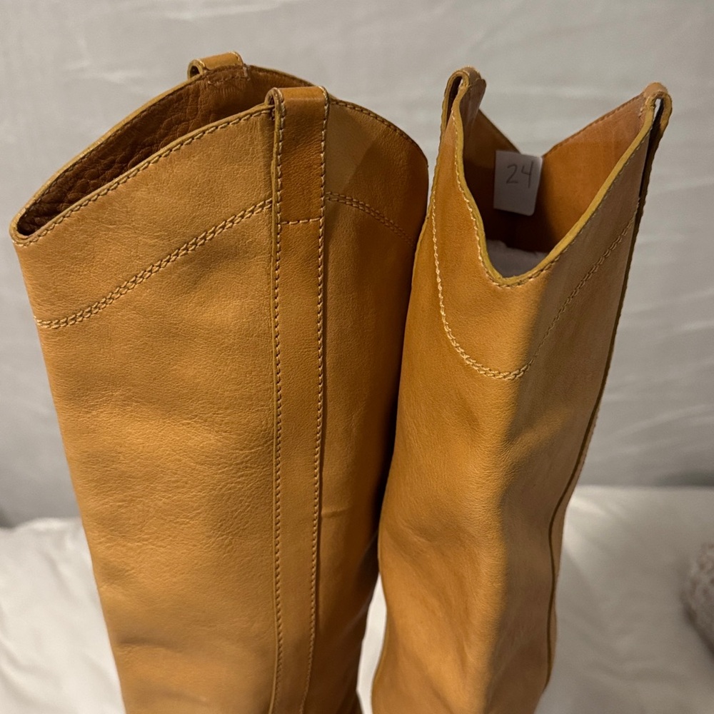 Tan Knee-High Leather Boots - Picture 8 of 10